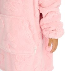 18C1035: Infants Clipped Bows Oversized Plush Hoodie (One Size - 3-6 Years)